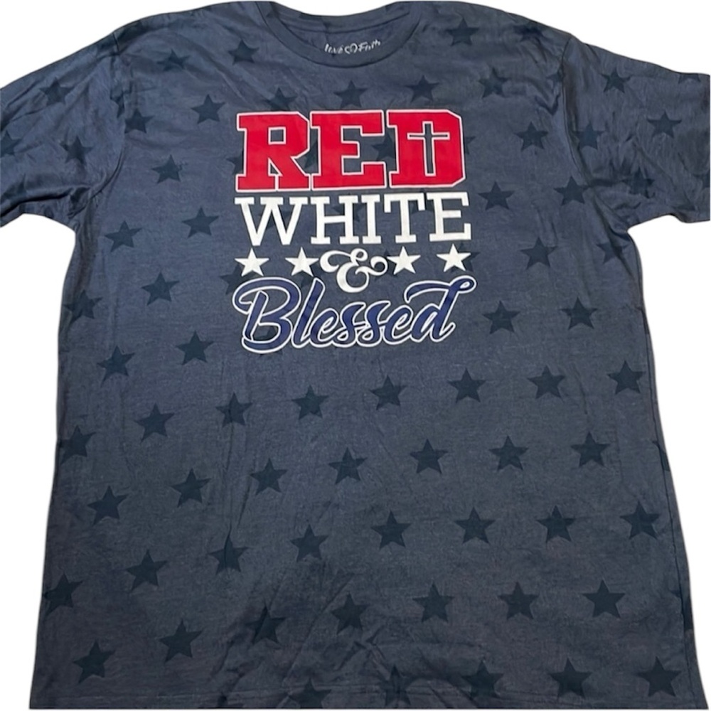Red White & Blessed Star Tee‎